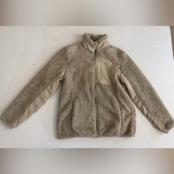 New balance furry zipper jacket warm Sherpa style new balance beige sweater - Picture 2 of 7